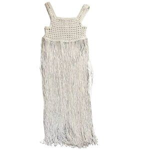 White Tassels Handmade Beach Crochet Top/Coverup